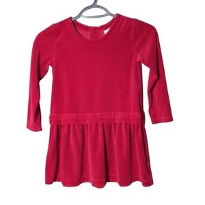 Hannah Andersson Red Velour Drop Waist Long Sleeve Dress Size 6-7‎ (120cm)